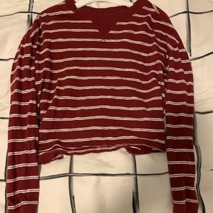 Hollister Maroon Striped Longsleeve